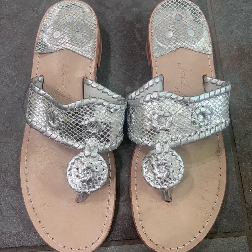 Jack Rogers Metallic Silver Sandals